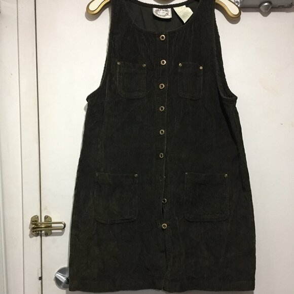 VINTAGE ERIKA CORDUROY SLEEVELESS DRESSES SIZE L - Picture 3 of 7